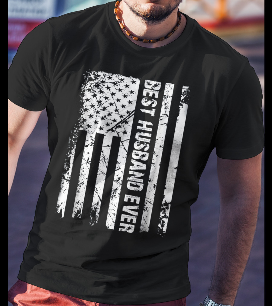 Best Husband Ever Distressed American Flag T-Shirt