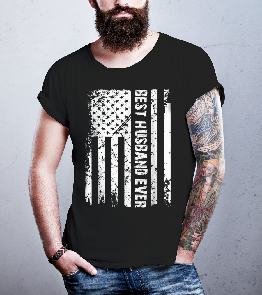 Best Husband Ever Distressed American Flag T-Shirt