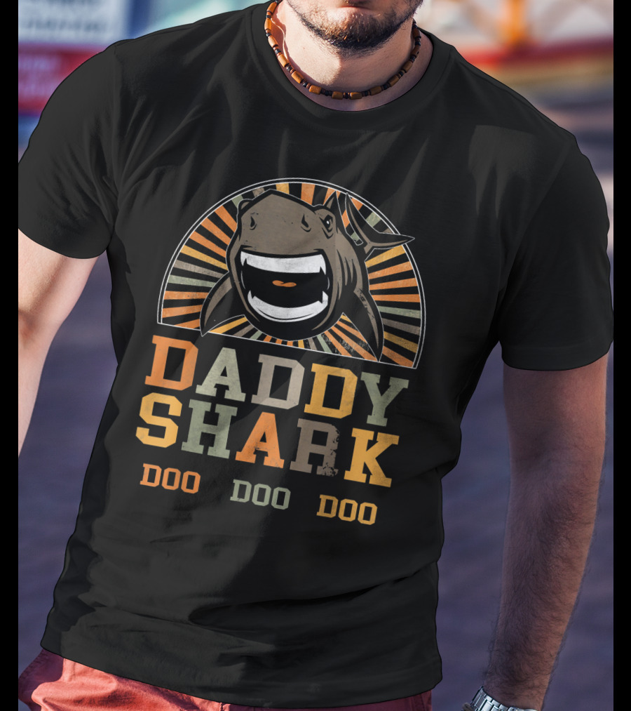 Daddy Shark Doo Doo Doo Mens Retro Shark T-Shirt