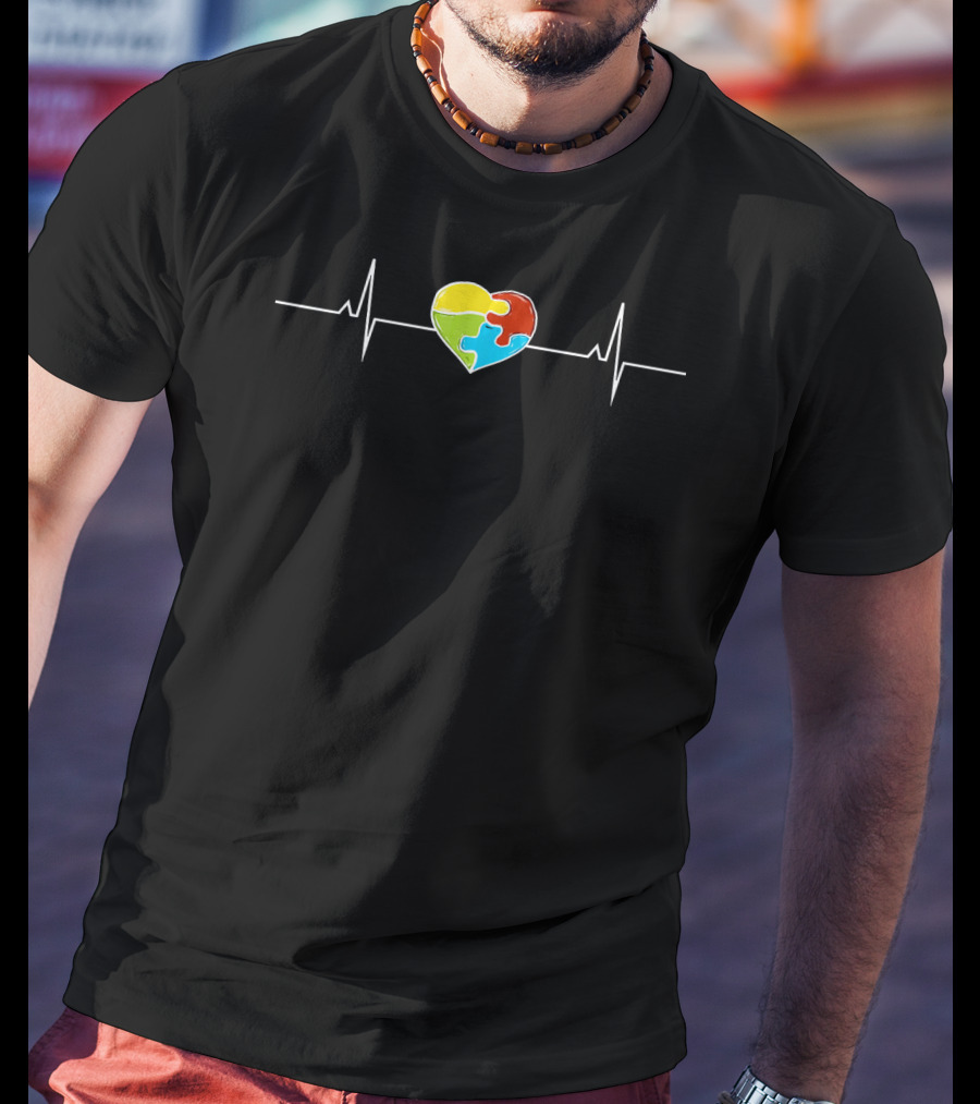 Heart Beat Puzzle Autism Awareness Day T-Shirt