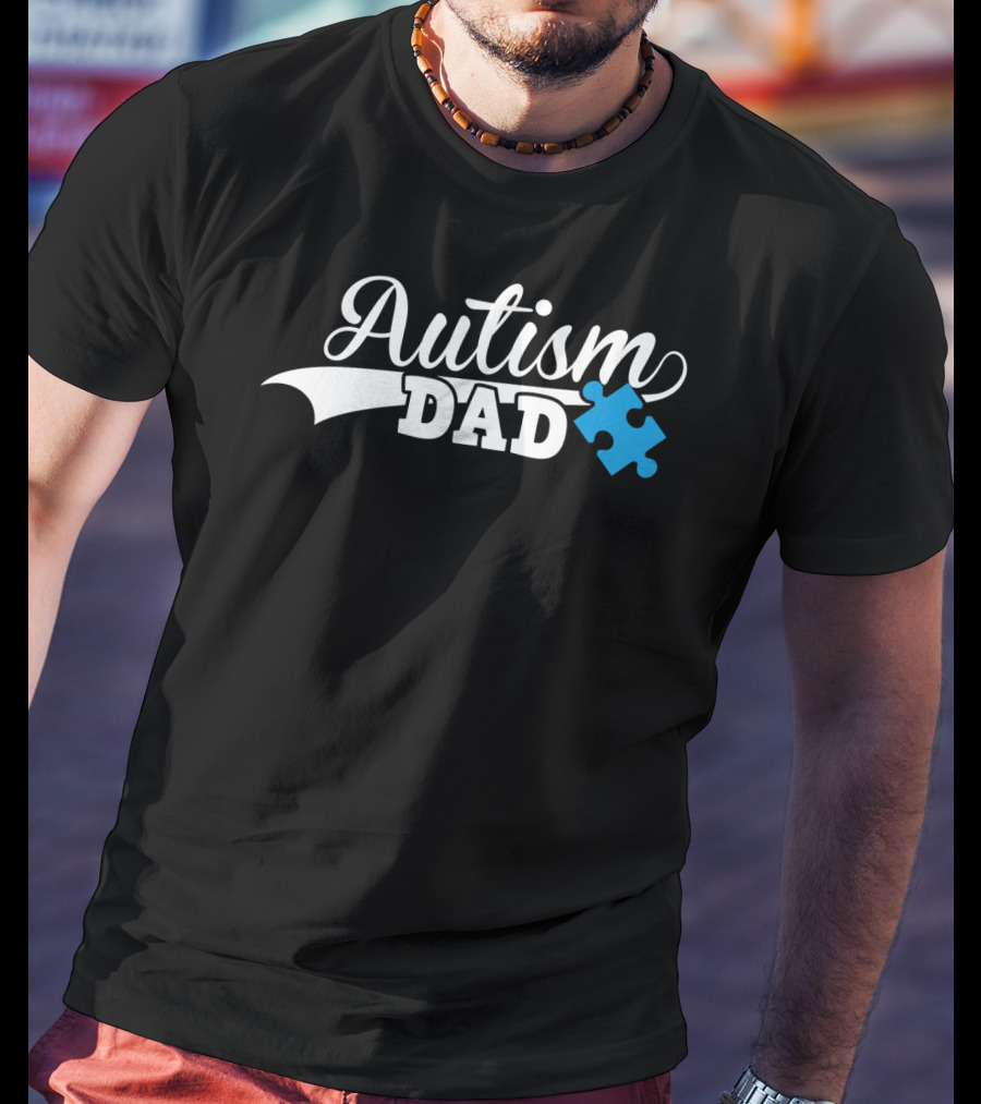 Autism Dad Puzzle Piece Awareness T-Shirt