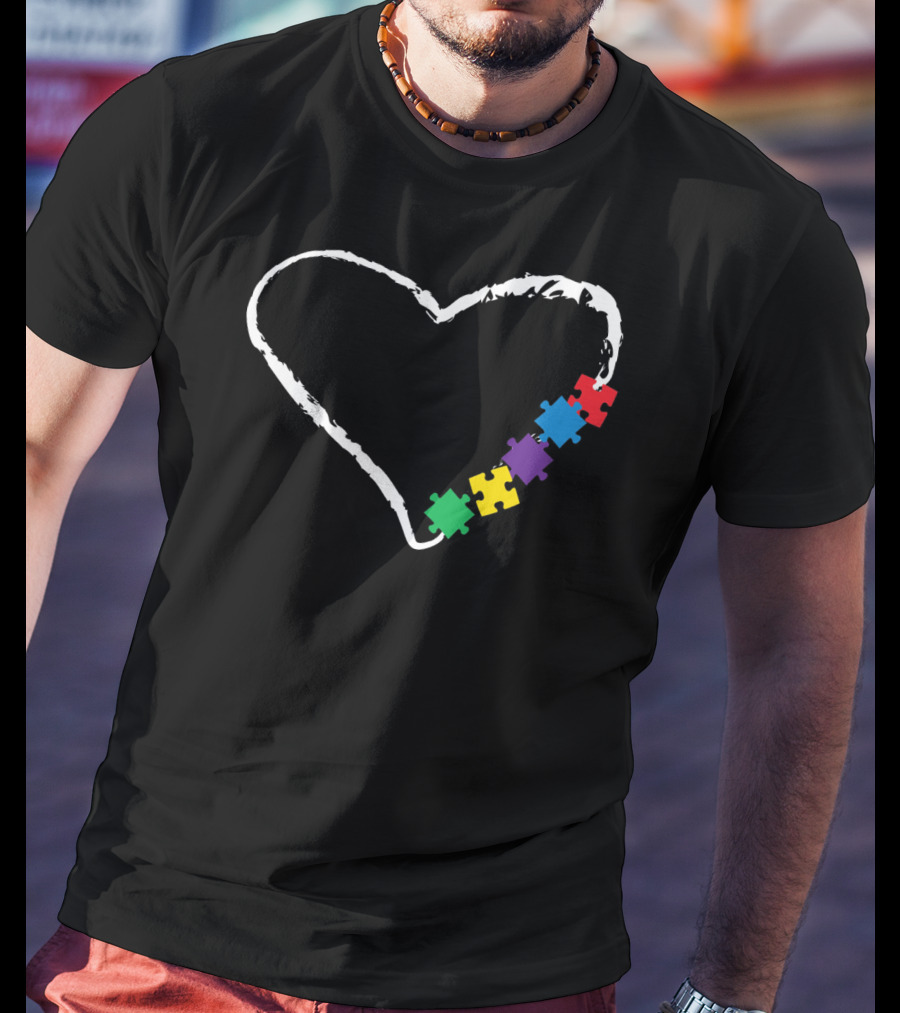 Autism Awareness Heart With Puzzle Pieces T-Shirt