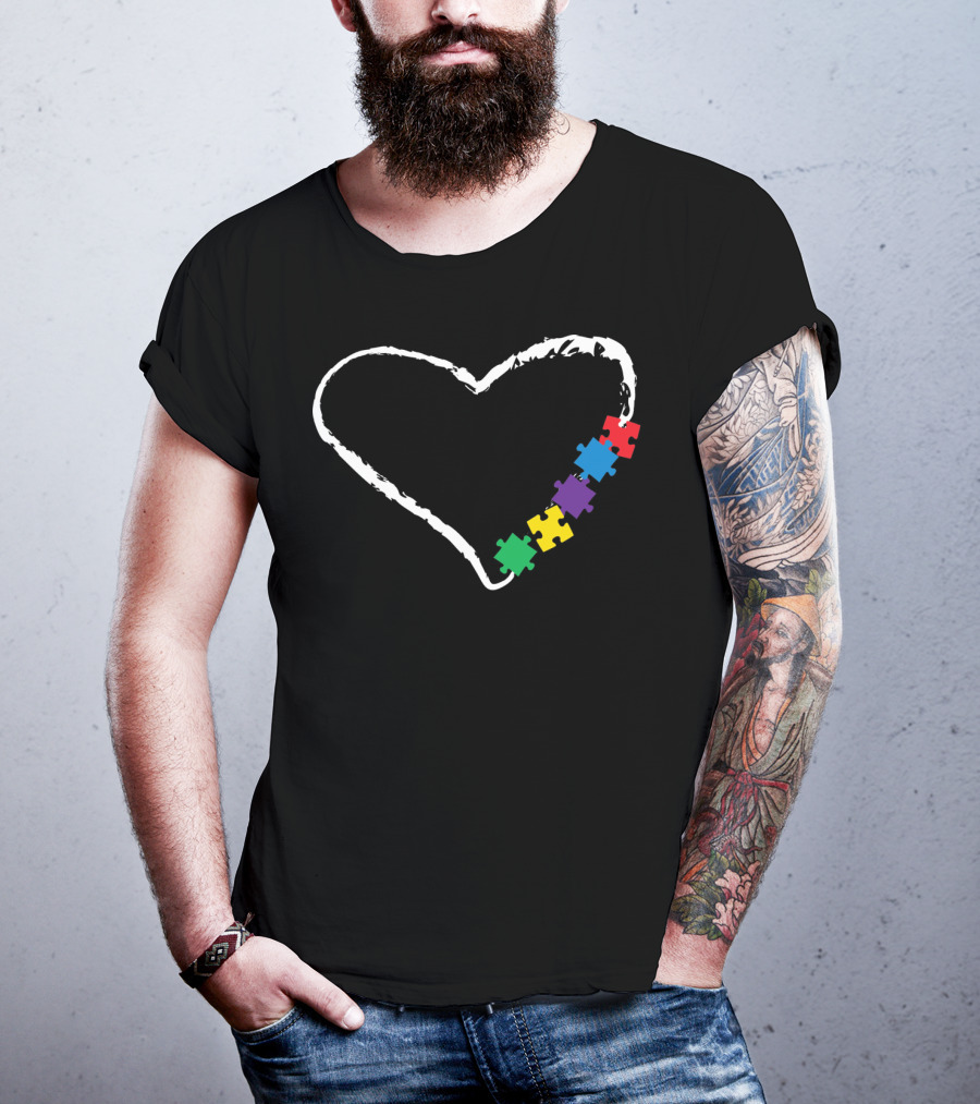 Autism Awareness Heart With Puzzle Pieces T-Shirt