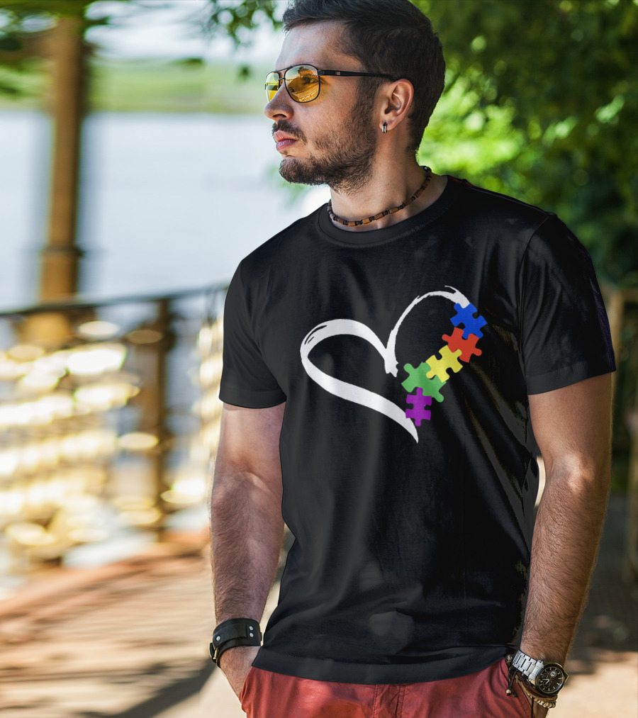 Puzzle Heart Autism Love T-Shirt