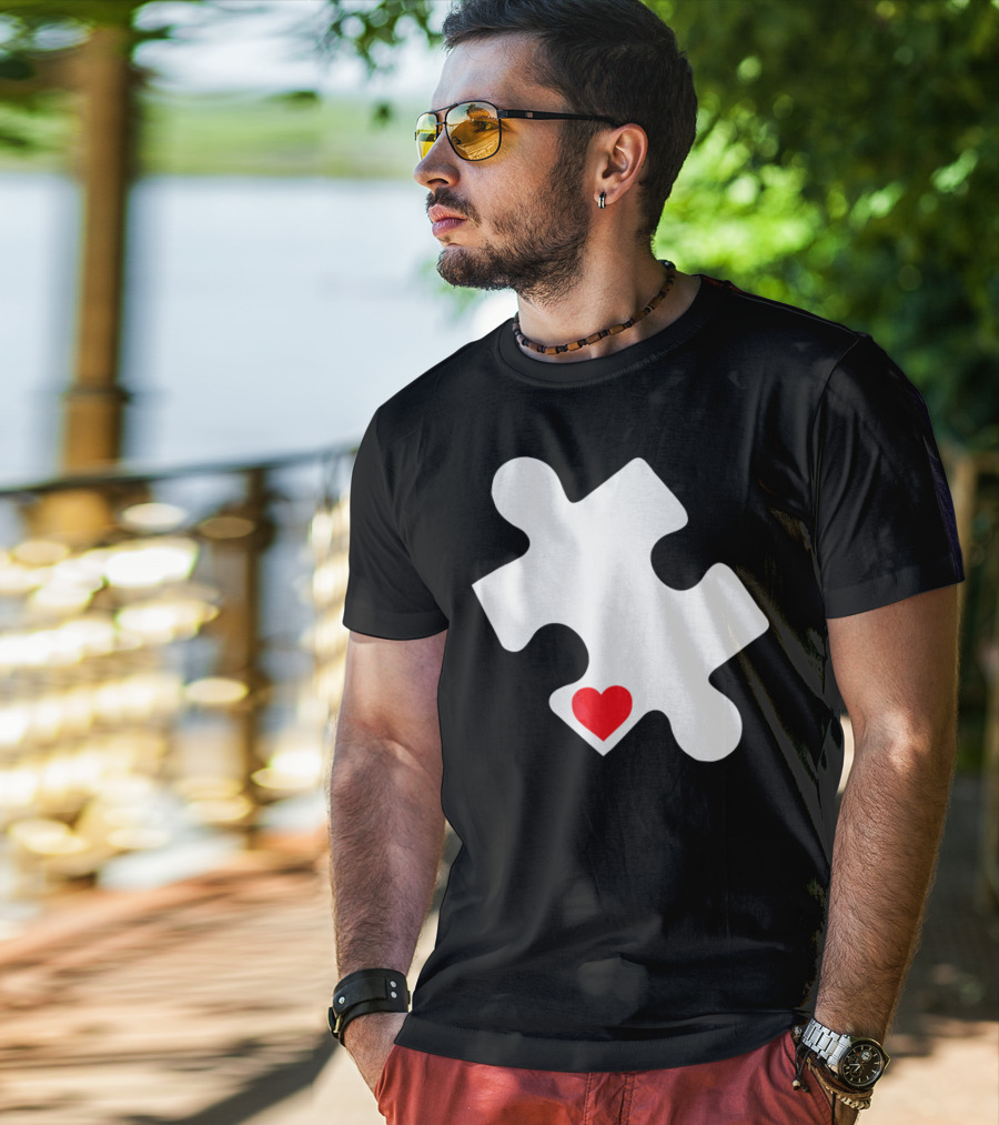 Love Autism Awareness Puzzle Heart T-Shirt