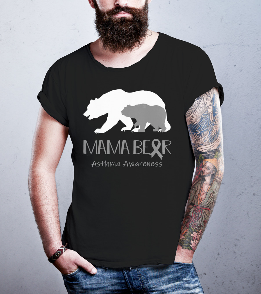Mama Bear Asthma Awareness Ribbon T-Shirt