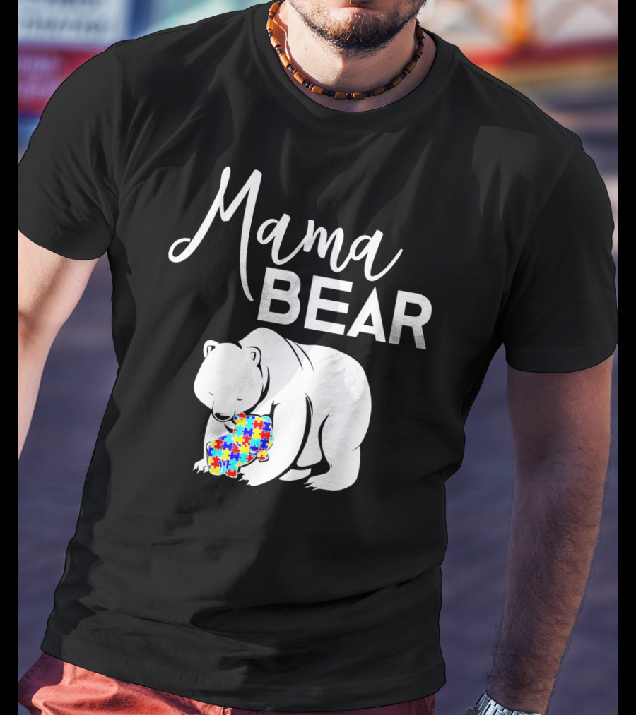 Mama Bear Autism Puzzle Heart T-Shirt