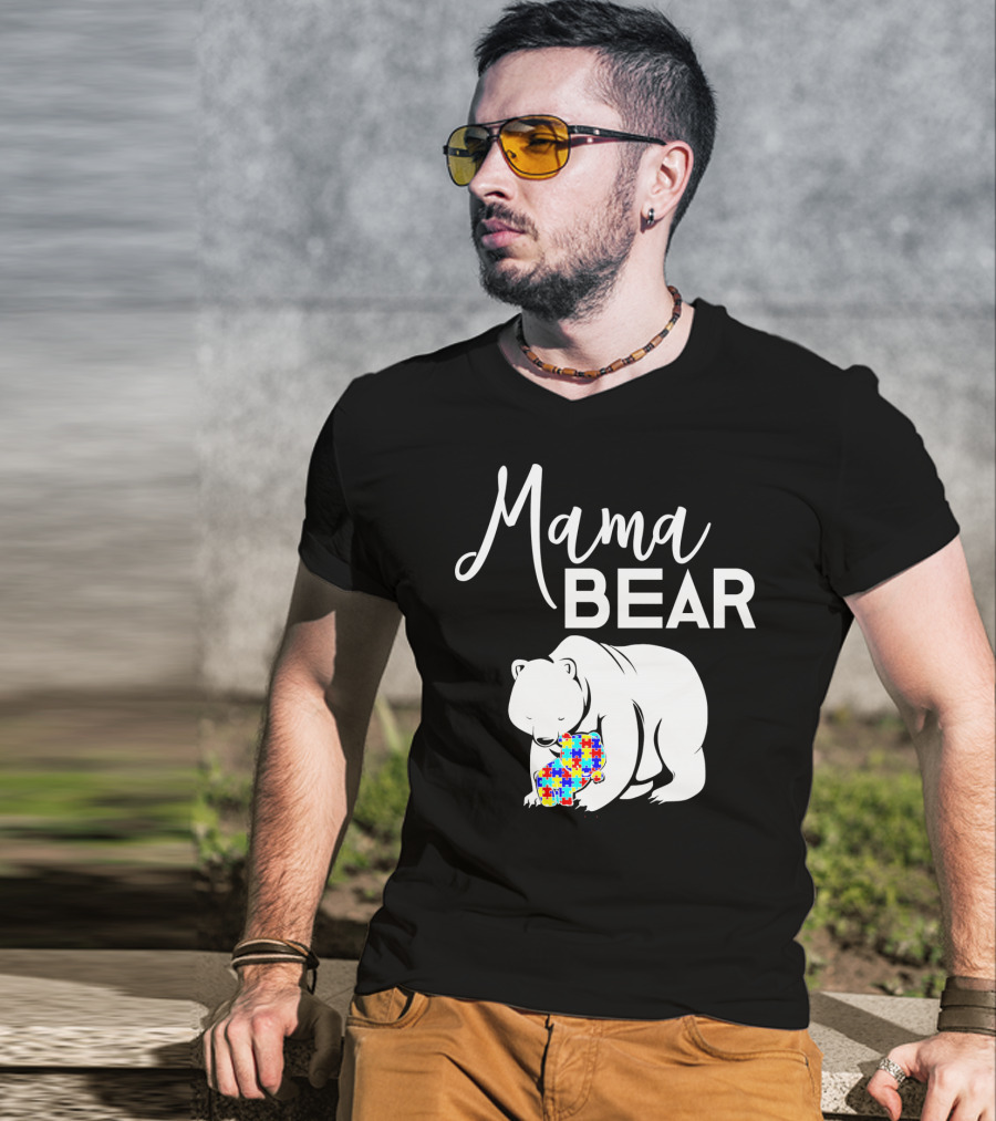 Mama Bear Autism Puzzle Heart T-Shirt