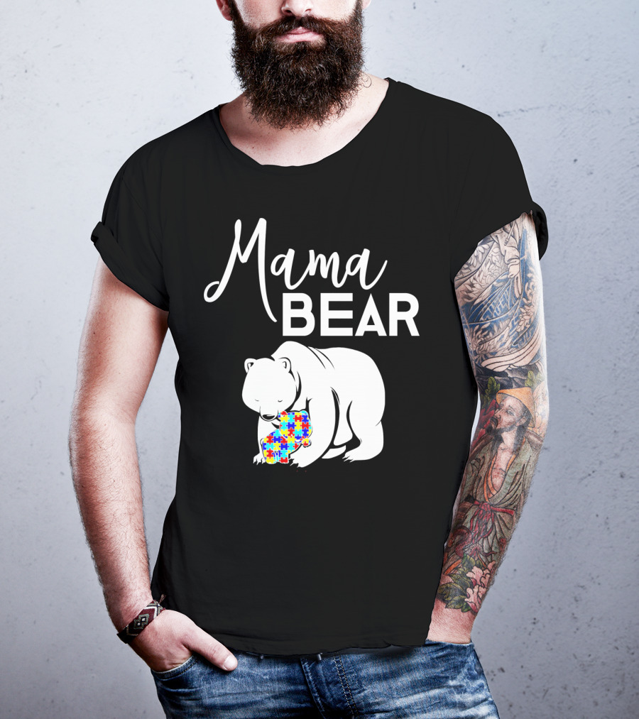 Mama Bear Autism Puzzle Heart T-Shirt