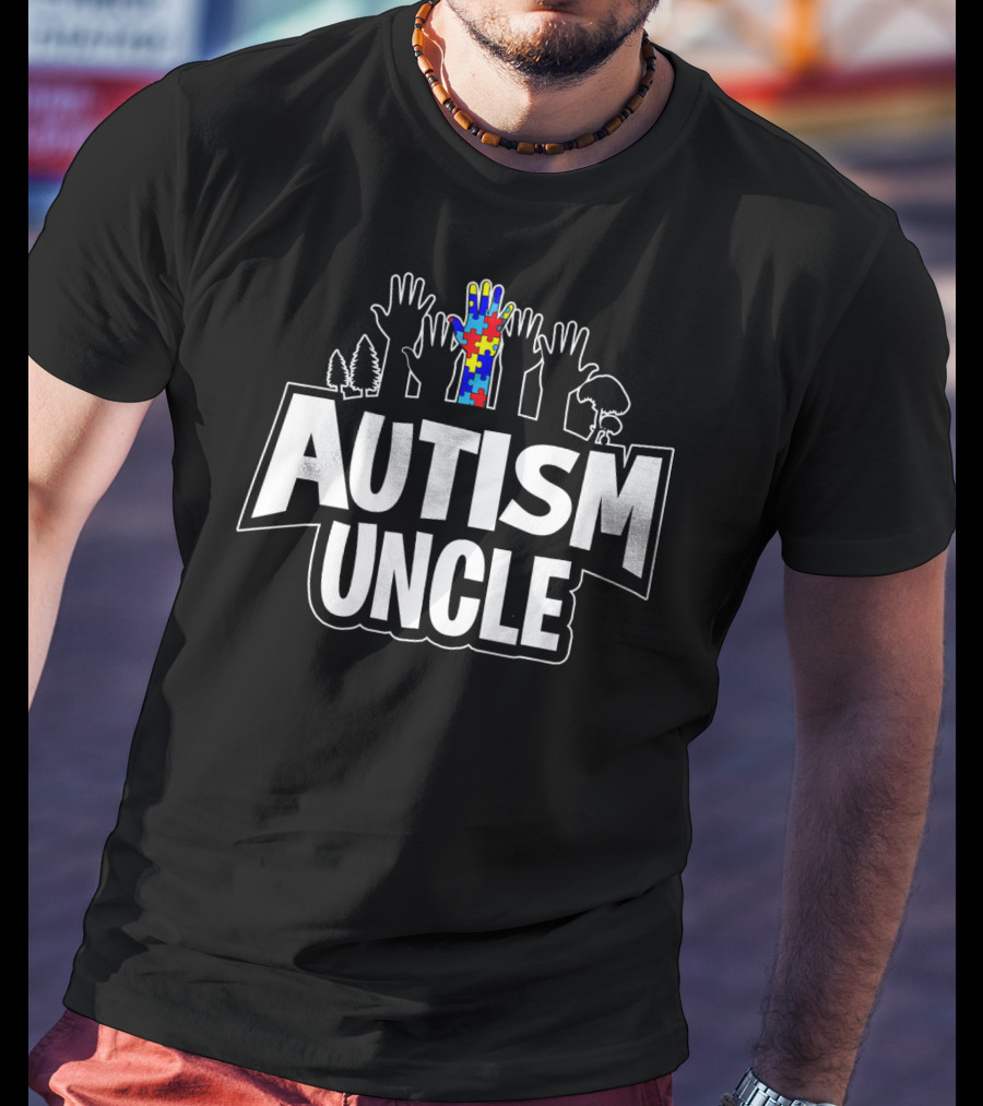 Autism Uncle Puzzle Hand Support Awareness T-Shirt
