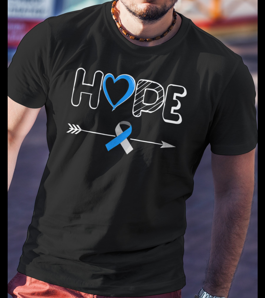 Hope Blue Ribbon Type 1 Diabetes Awareness T-Shirt