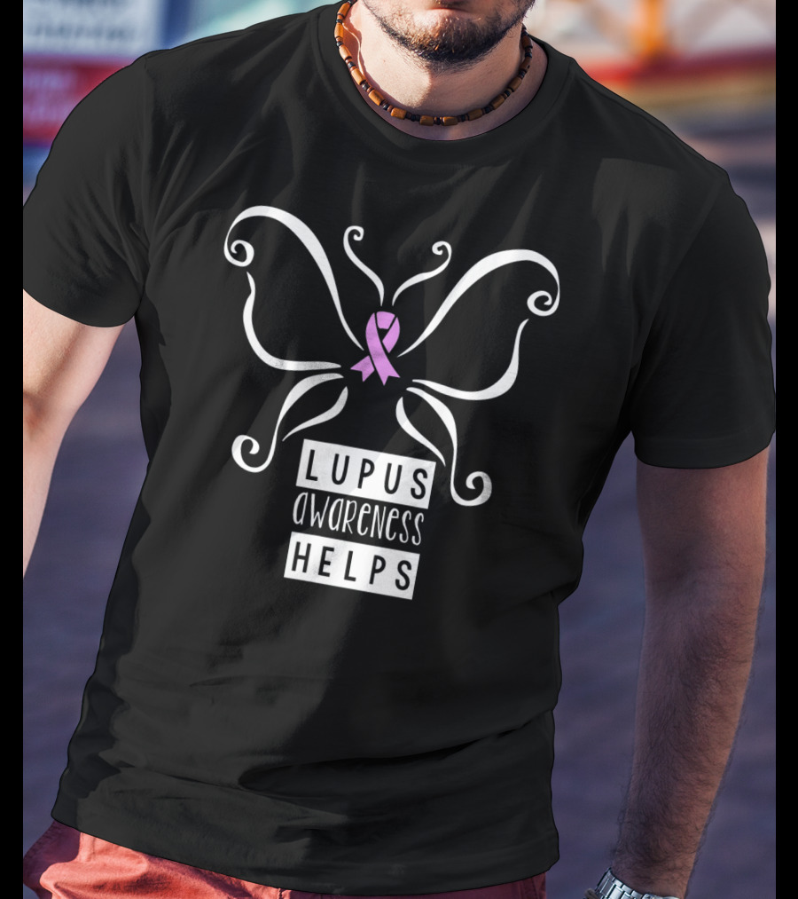 Lupus Awareness Helps Pink Ribbon Butterfly T-Shirt