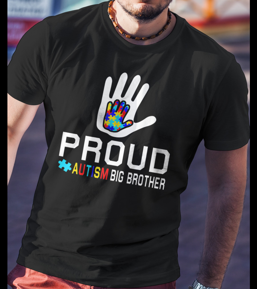 Proud Autism Big Brother Puzzle Hand T-Shirt