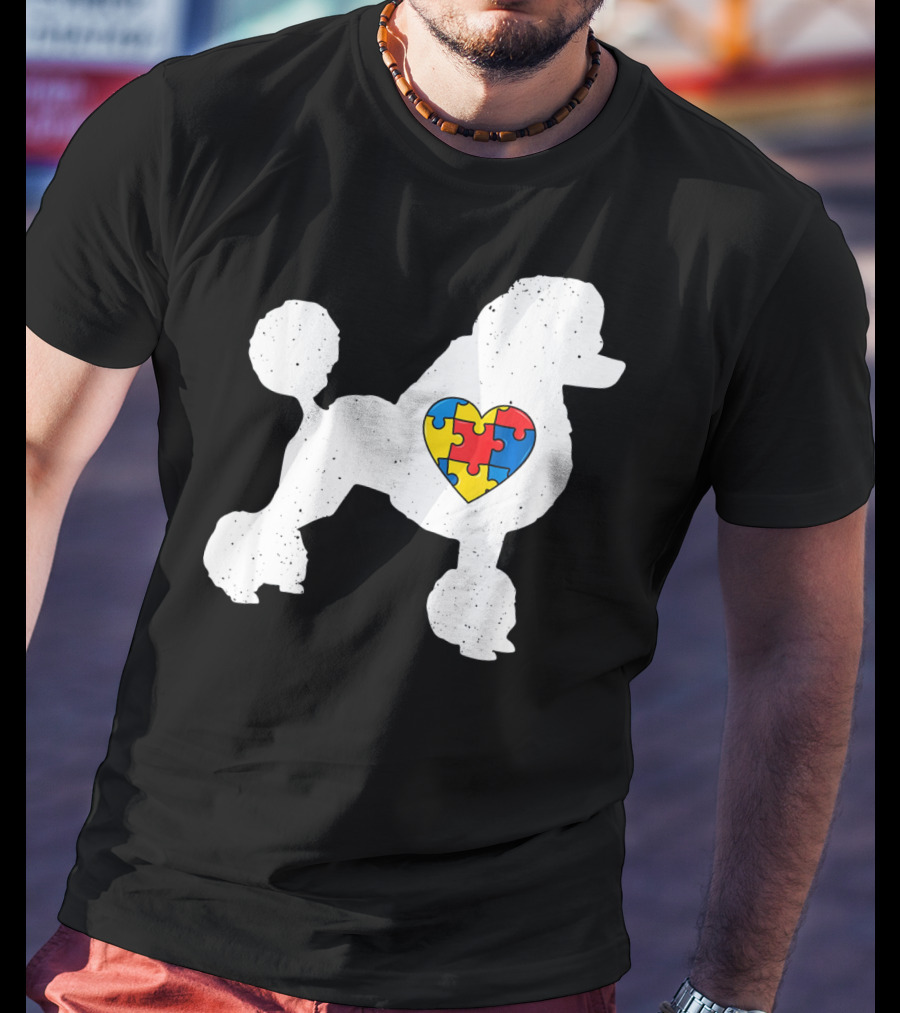 Poodle With Puzzle Heart Autism Awareness Day T-Shirt
