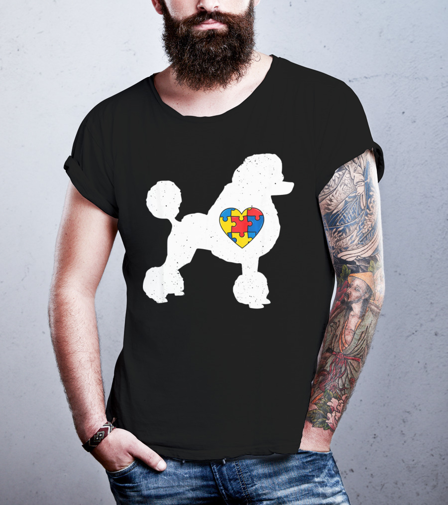 Poodle With Puzzle Heart Autism Awareness Day T-Shirt