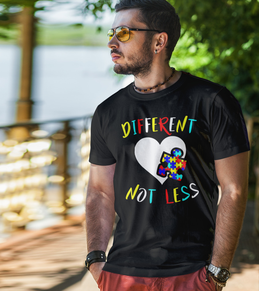 Different Not Less Autism Awareness Puzzle Heart T-Shirt