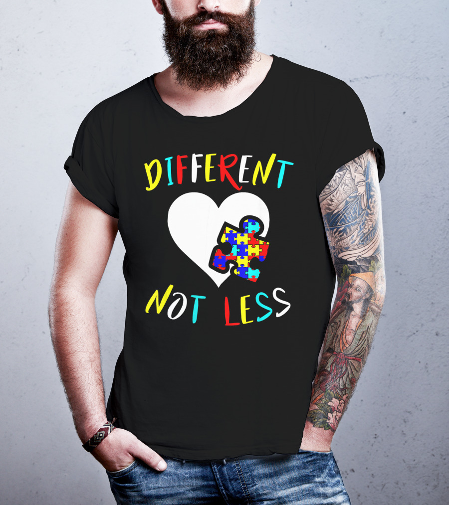 Different Not Less Autism Awareness Puzzle Heart T-Shirt