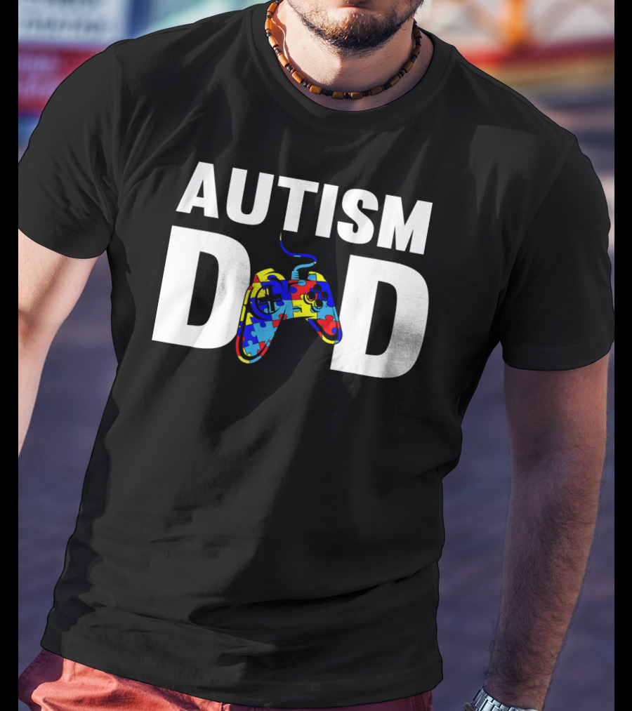 Father's Day Gamer Autism Dad Awareness Controller Puzzle T-Shirt