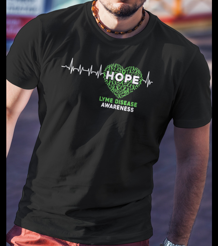 HOPE Heartbeat Ribbon Lyme Disease Awareness T-Shirt