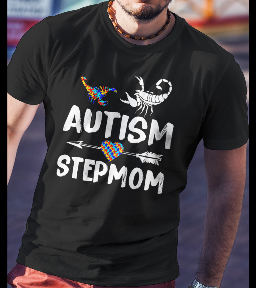 Scorpion Autism Stepmom Love Heart Puzzle Arrow T-Shirt