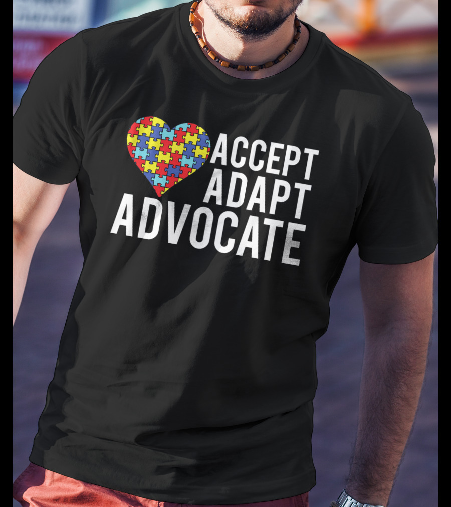 Autism Awareness Accept Adapt Advocate Puzzle Heart T-Shirt