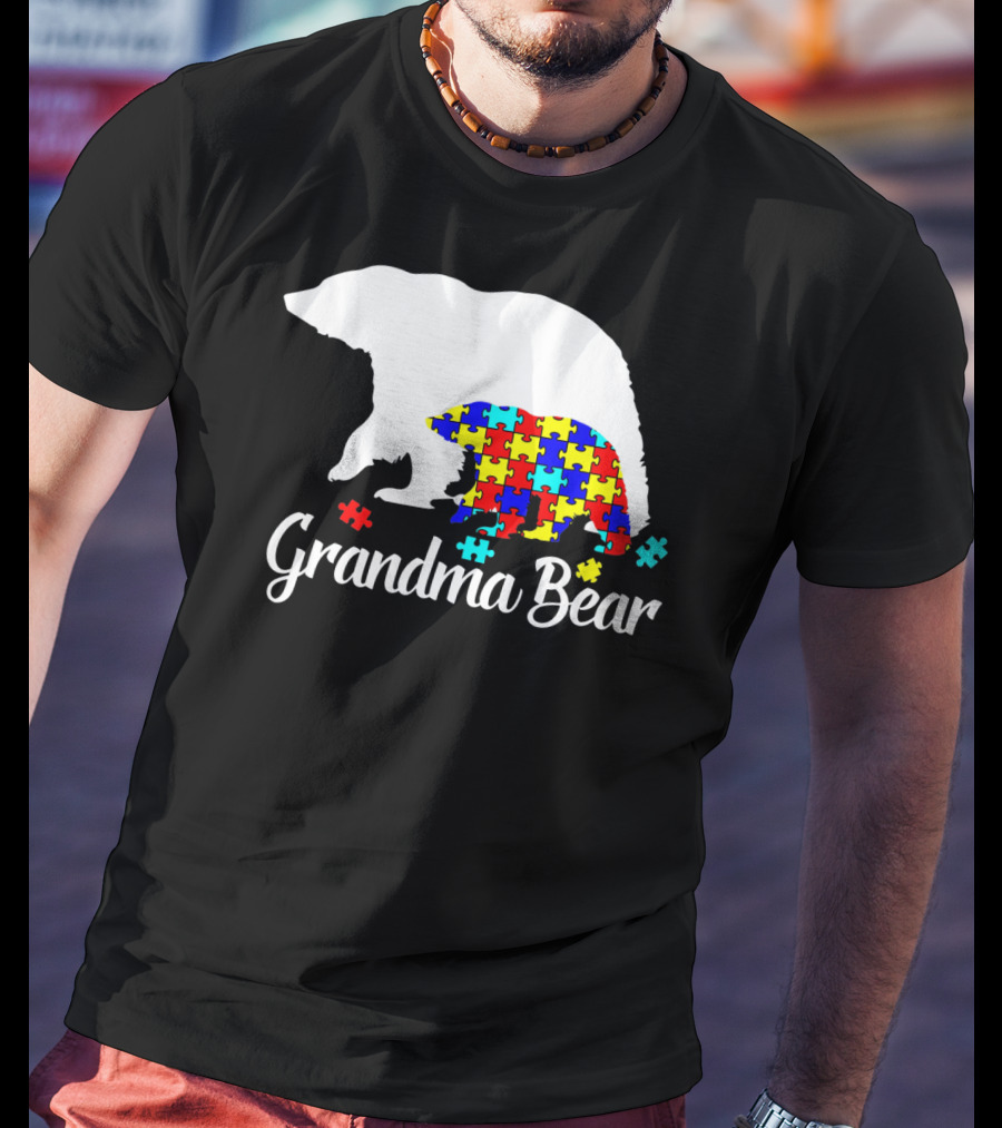 Grandma Bear Puzzle Autism Awareness Iconic T-Shirt