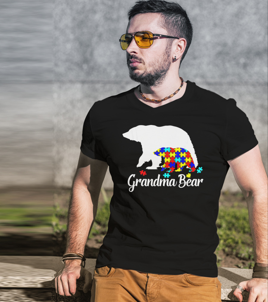 Grandma Bear Puzzle Autism Awareness Iconic T-Shirt