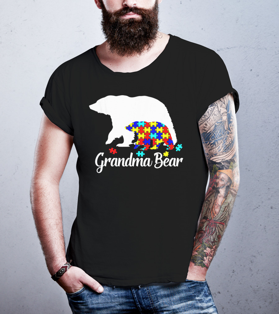 Grandma Bear Puzzle Autism Awareness Iconic T-Shirt