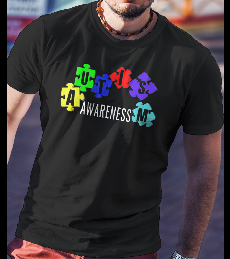 Autism Awareness Colorful Puzzle Pieces T-Shirt