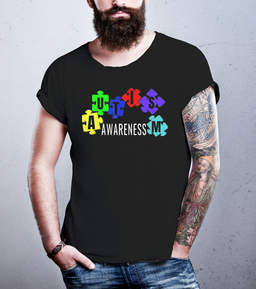 Autism Awareness Colorful Puzzle Pieces T-Shirt