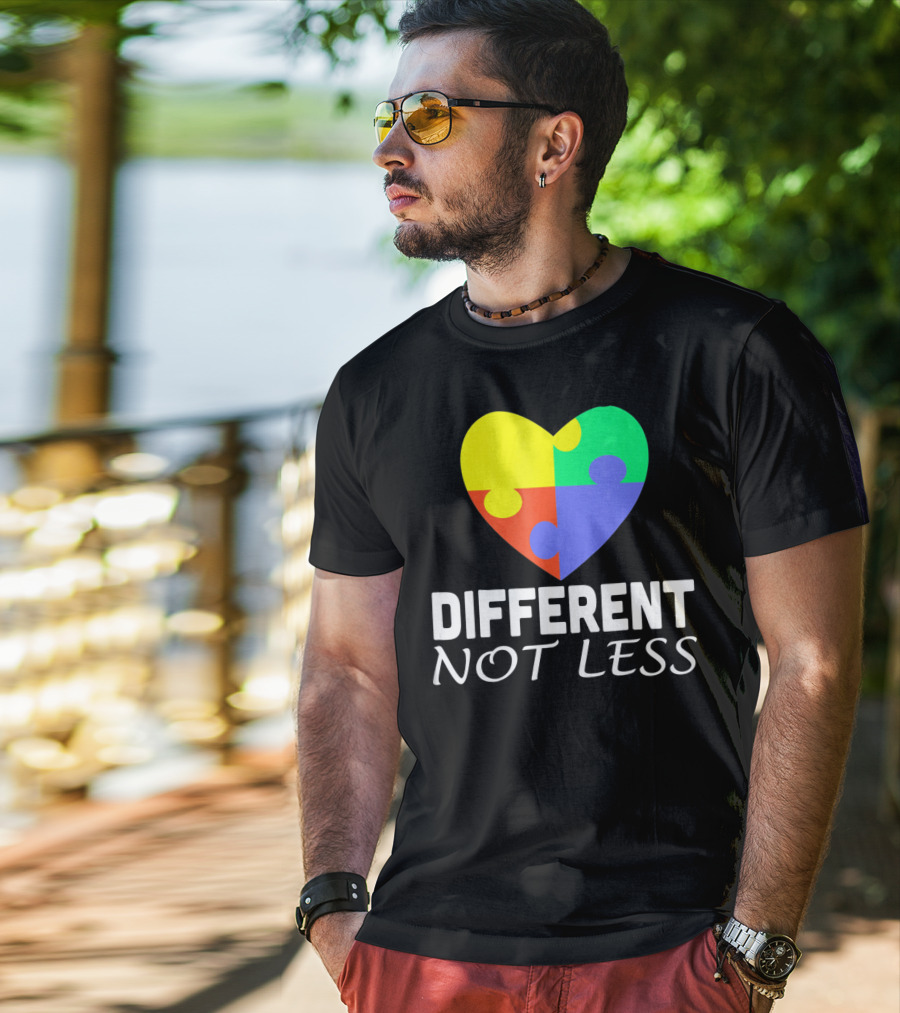 Different Not Less Autism Puzzle Piece Awareness T-Shirt