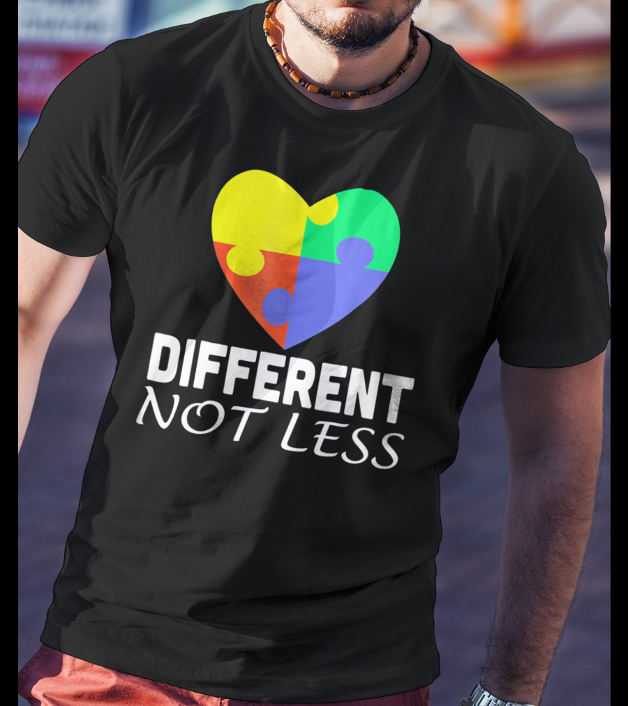 Different Not Less Autism Puzzle Piece Awareness T-Shirt
