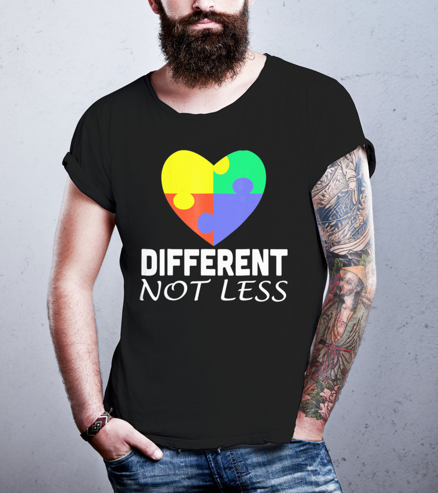 Different Not Less Autism Puzzle Piece Awareness T-Shirt