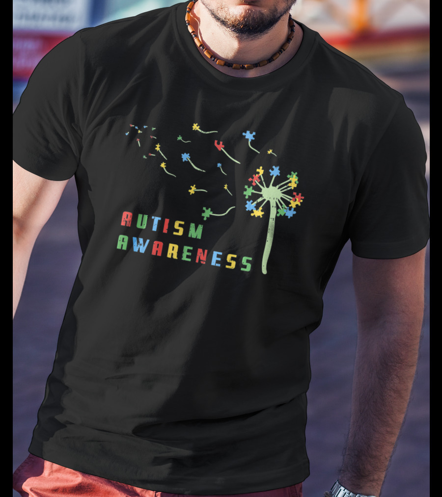 Autism Awareness Dandelion With Colorful Puzzle Pieces T-Shirt