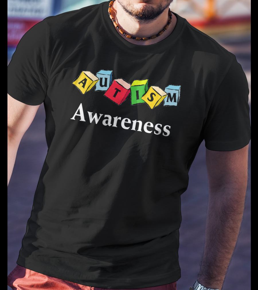 Autism Awareness Colorful Blocks Logo Autistic T-Shirt