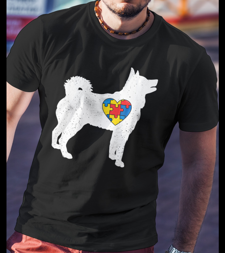 Husky Autism Awareness Puzzle Heart T-Shirt
