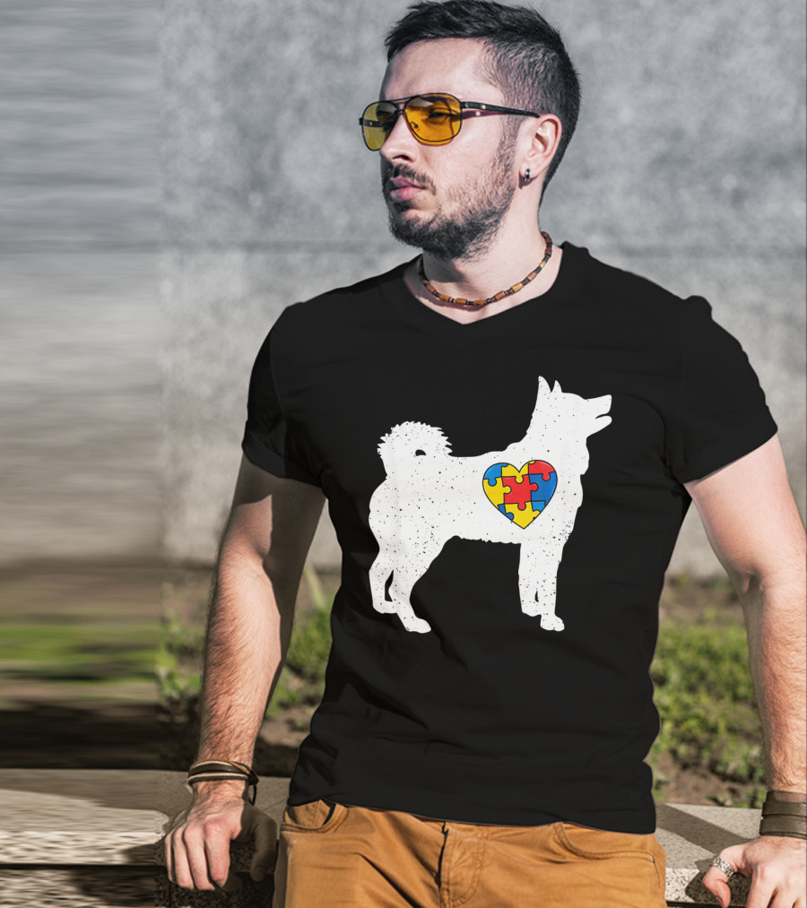 Husky Autism Awareness Puzzle Heart T-Shirt