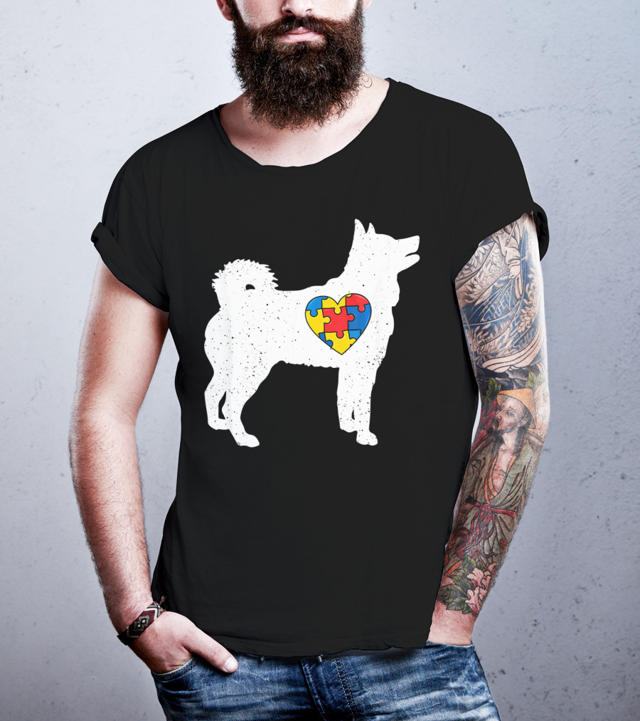 Husky Autism Awareness Puzzle Heart T-Shirt