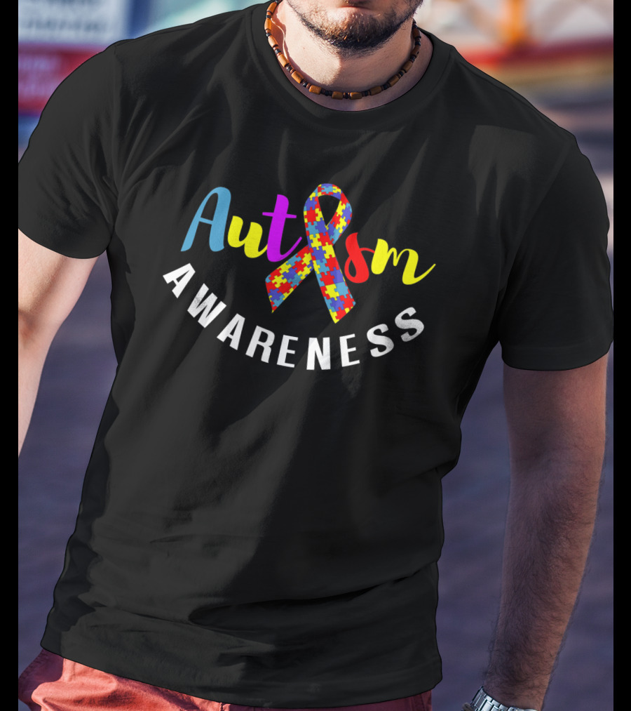 Autism Awareness Puzzle Ribbon Support T-Shirt