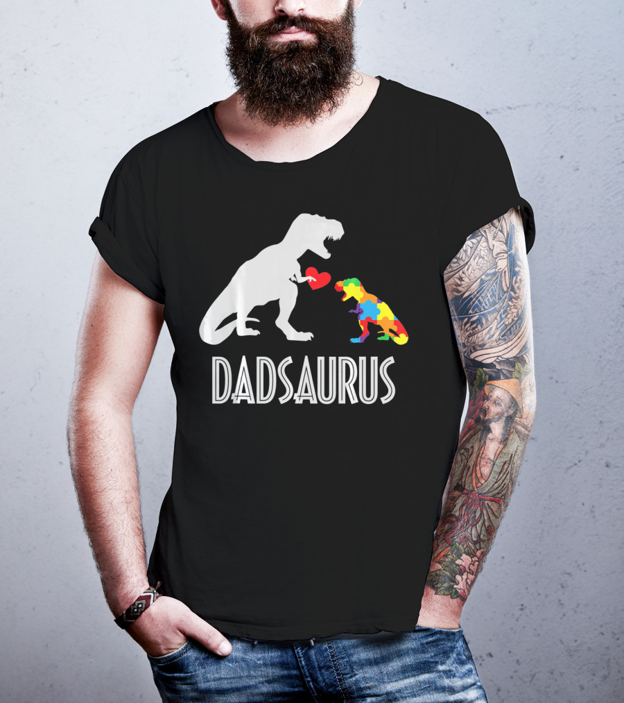 Dadsaurus Dinosaur Family Kids Autism Awareness T-Shirt