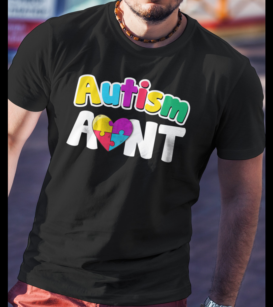 Autism Aunt Heart Puzzle Awareness T-Shirt