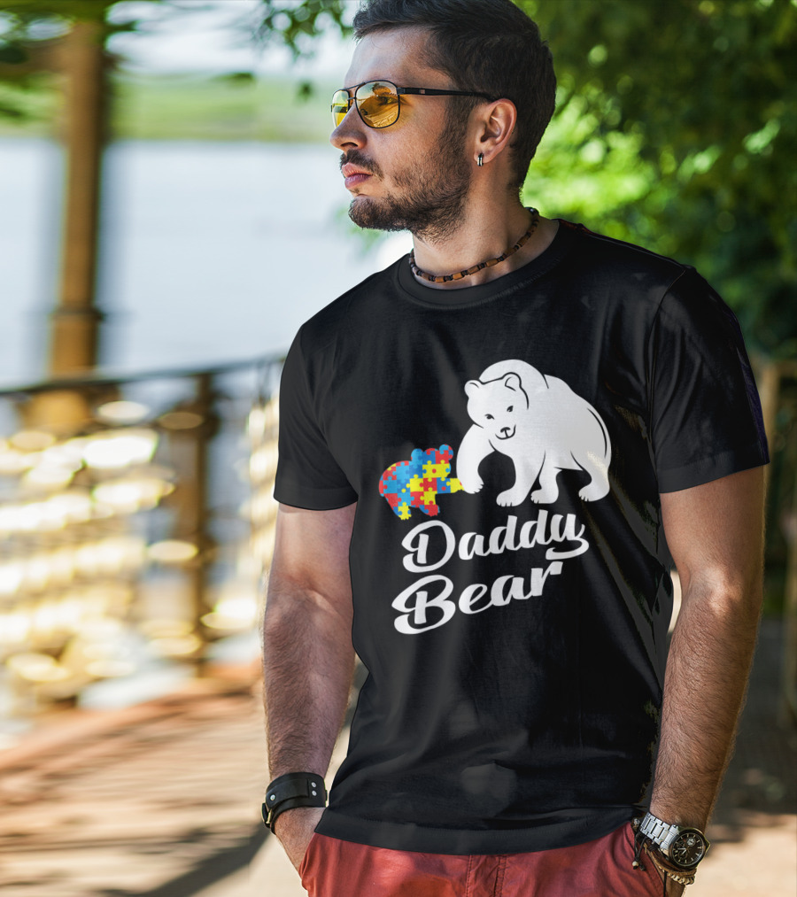Daddy Bear Autism Puzzle Heart T-Shirt