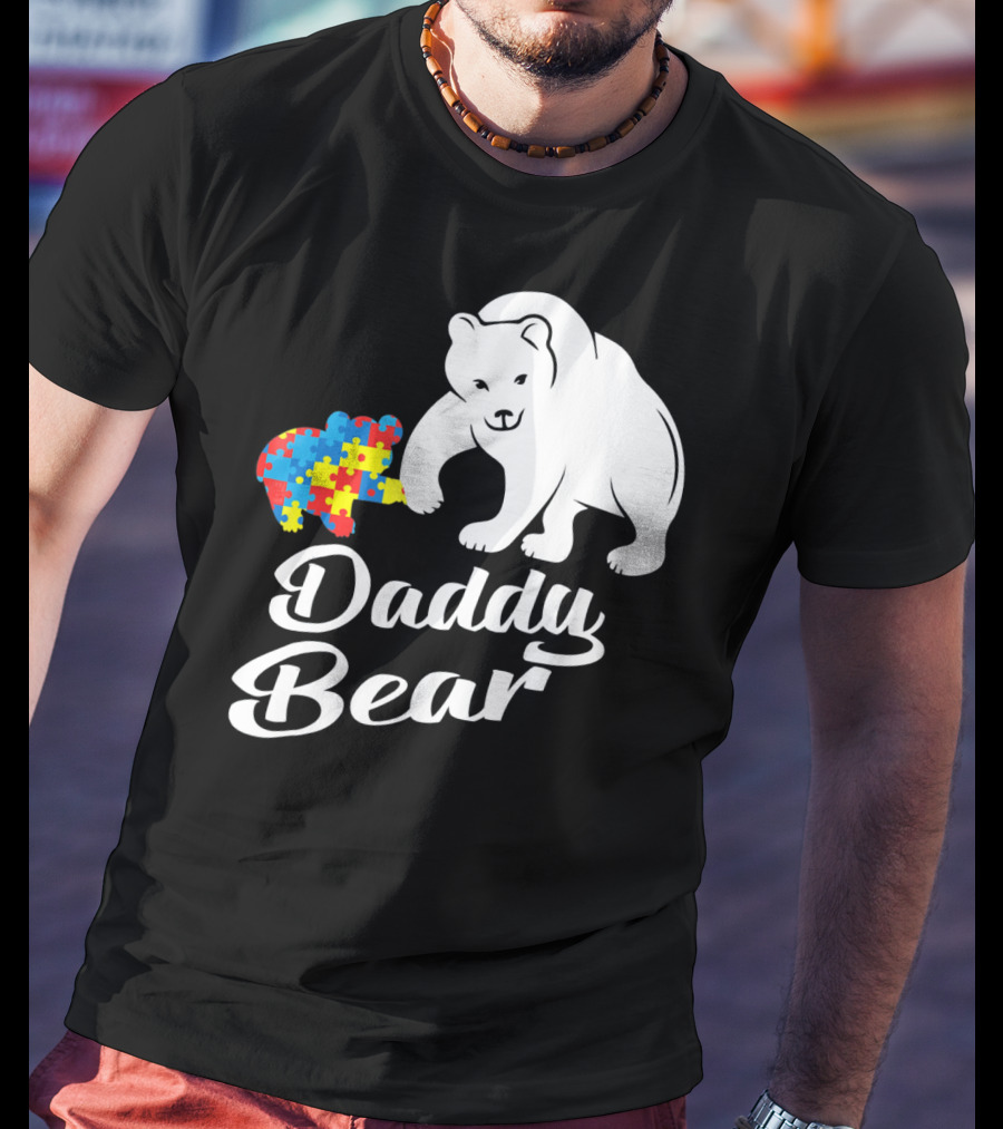 Daddy Bear Autism Puzzle Heart T-Shirt
