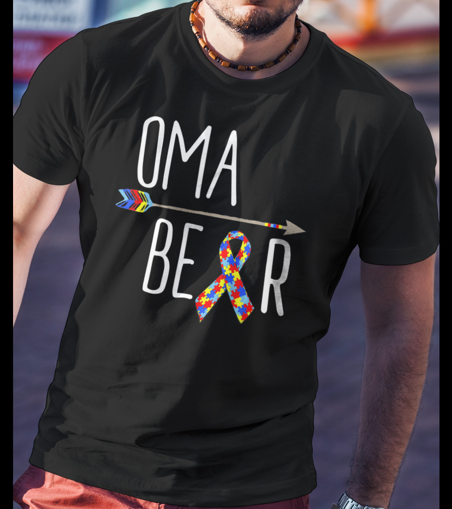 Oma Bear Autism Awareness Arrow Puzzle T-Shirt