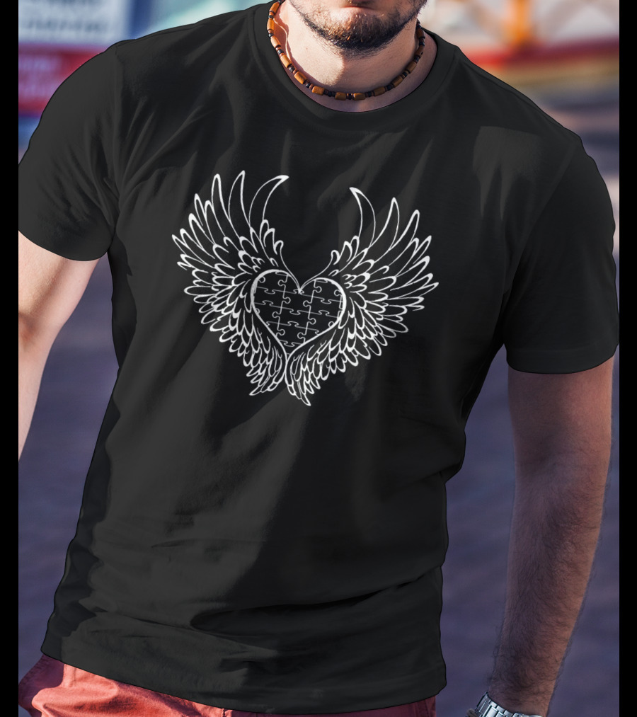 I Love Someone With Autism Heart Wings Puzzle T-Shirt