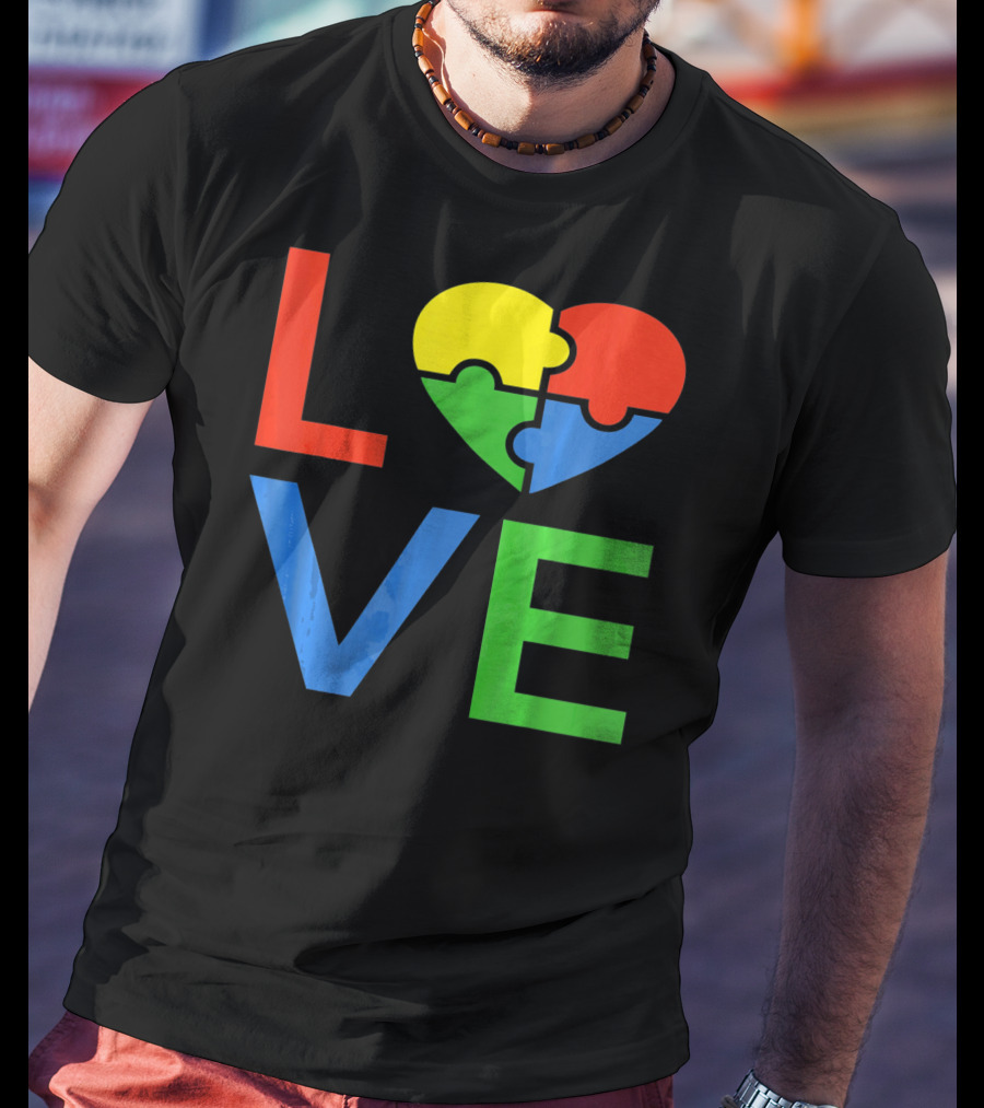 LOVE Heart Puzzle Autism Awareness Autistic T-Shirt