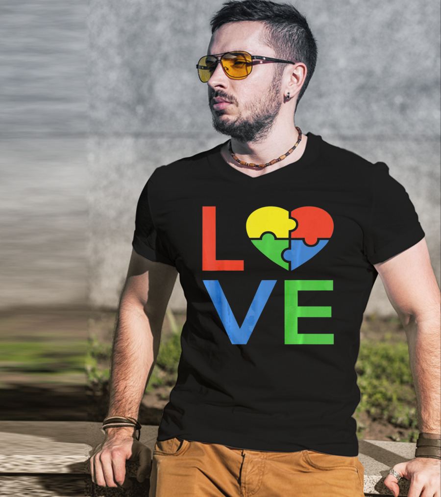 LOVE Heart Puzzle Autism Awareness Autistic T-Shirt