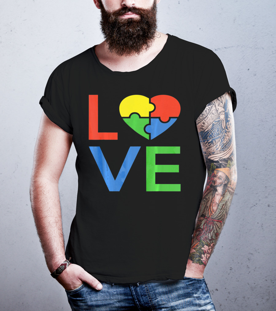 LOVE Heart Puzzle Autism Awareness Autistic T-Shirt