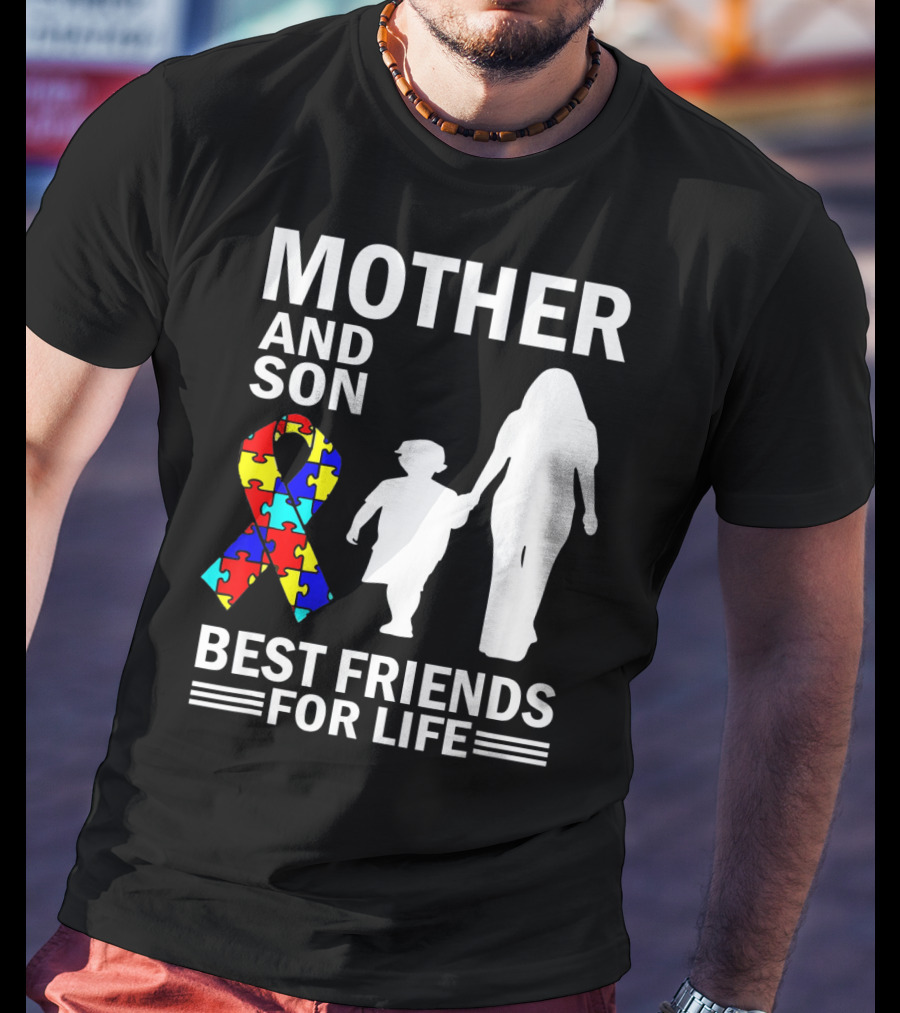 Mother And Son Autism Awareness Best Friends For Life Puzzle T-Shirt