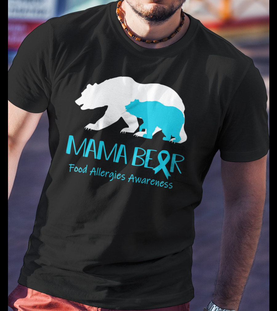 Mama Bear Food Allergies Awareness Ribbon T-Shirt